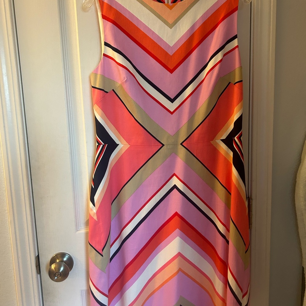 Multicolor Chevron Pattern Sleeveless Dress